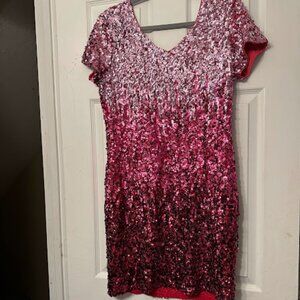 Pink hombre sequin cocktail dress, party, new years eve